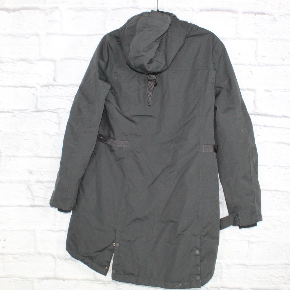 LL BEAN Black Nylon Polyester Long Hoody Winter Coat Size M - Picture 7 of 8